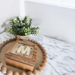 Wooden Jewelry Box with Floral Design